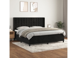 Cama Box Spring Con Colchón Terciopelo Negro 200x200 Cm
