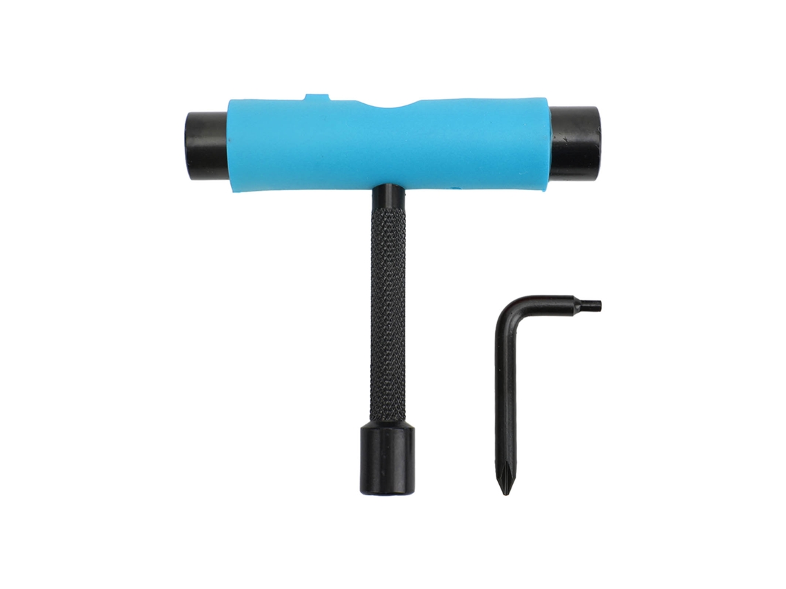 Llave Skate Tipo T Y L Con 3 Agujeros Para Mantenimiento De Placa Deslizante De Patines Y Longboards Azul