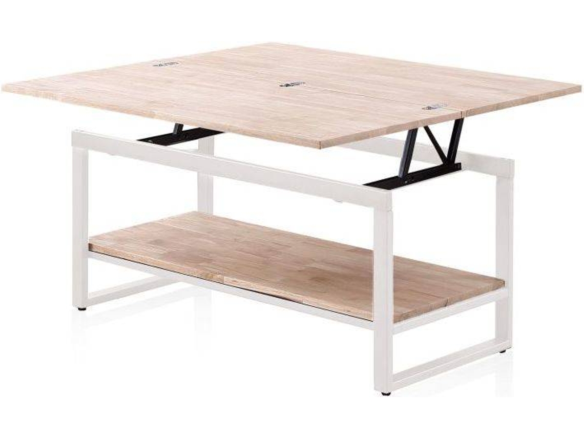 Mesa de centro elevable extensible Rens, duehome, 90 cm (ancho), Roble - Negro, Roble - Blanco, Roble Honey - Negro