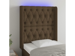 Cabecero Con Led De Tela Marrón Oscuro 83x16x118/128 Cm