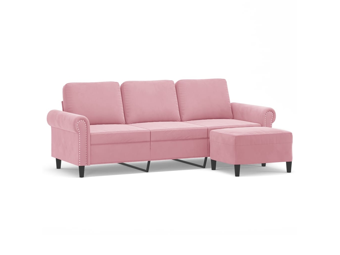 Maison Exclusive - Sofá De 3 Plazas Con Taburete De Terciopelo Rosa180 Cm