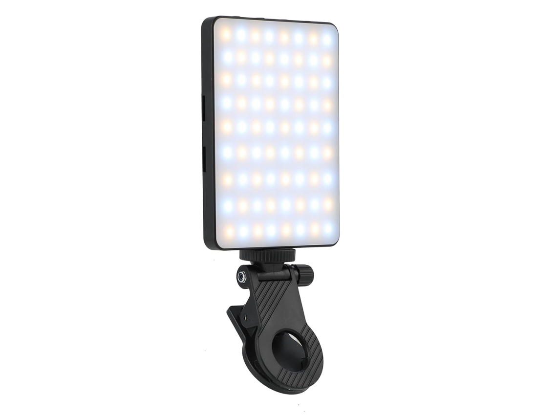 Luz selfie con clip frontal y para teléfono: 72 LED recargable y portátil para teléfono, iPad, tableta, cámara, Tiktok Vlog, 3 modos de iluminación Negro CHRONUS