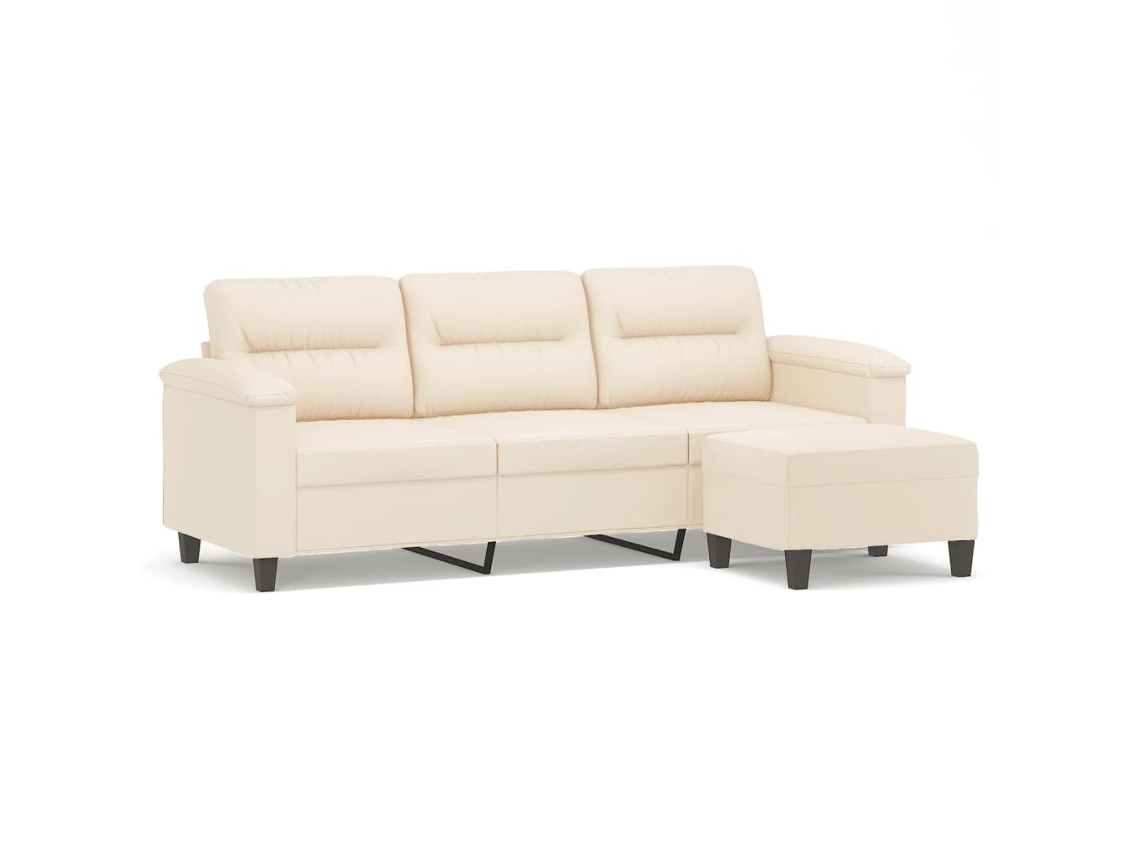 Maison Exclusive - Sofá De 3 Plazas Y Taburete Tela Microfibra Beige 180 Cm