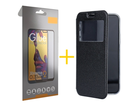 Pack 1 X Película de Vidrio Templado Full Funda GANDY por Samsung Galaxy A41 Flip Cover GANDY Negro GANDY