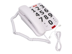 Teléfono Fijo Doméstico Con Botón Grande Para Personas Mayores Con Volumen Ajustable Blanco