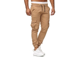 2026-pantalones Cargo Deportivos Para Hombre Con Cordón Slim Fit De Trabajo Casual Con Bolsillos Y Puños 2xl Caqui