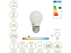 Bombilla led esferica e27 5 w. - 40 w. 470 lúmenes. luz cálida (3.000 °k).