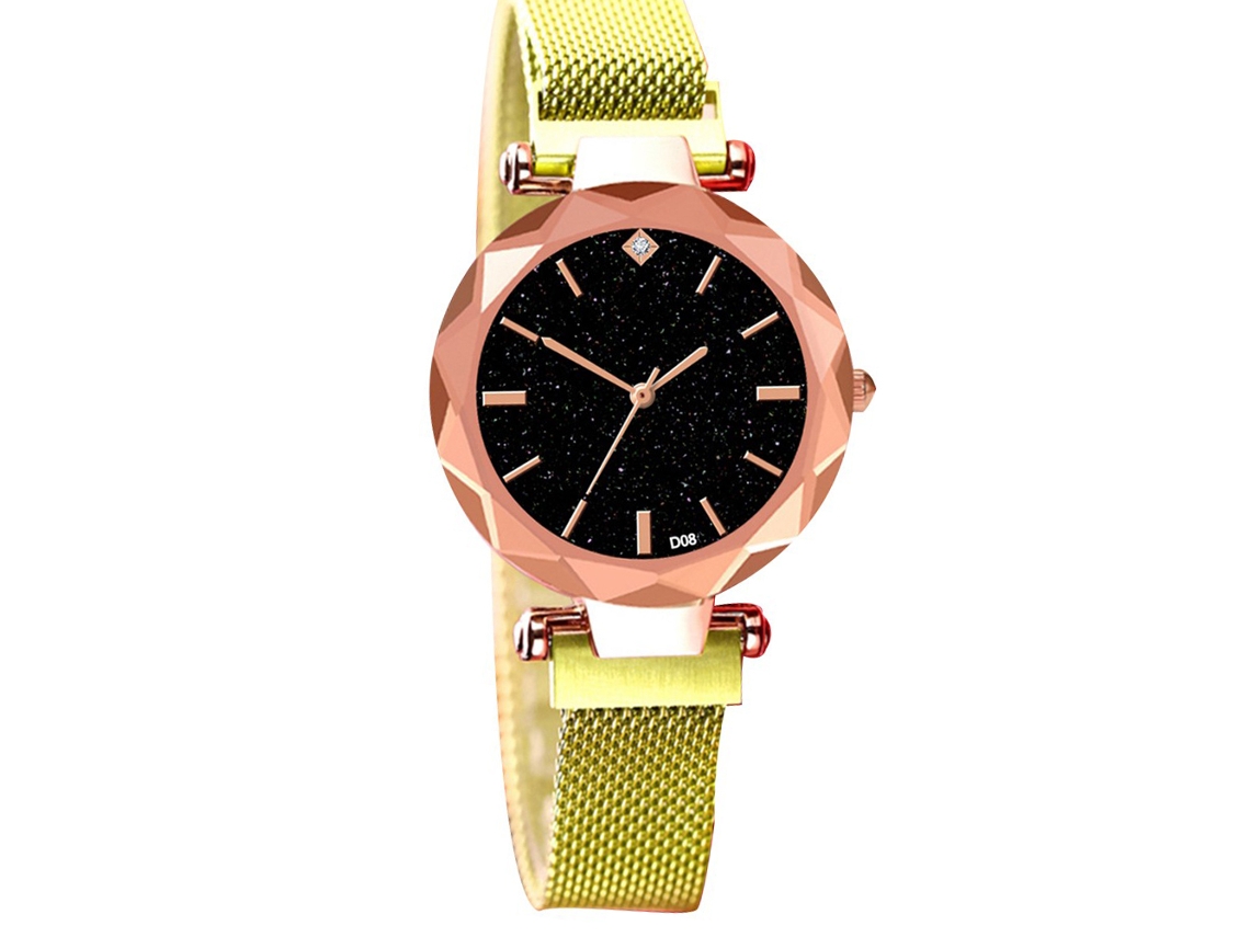 Reloj De Pulsera Analógico Con Brazalete De Acero, Estilo Moderno, Color Oro.