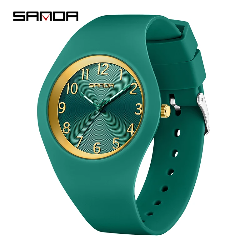 Reloj Infantil De Cuarzo (verde), Unisex, Con Correa De Silicona Resistente Al Agua.