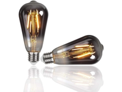 Bombillas Led Edison Retro E27 St64 4w (2 Unidades) Luz Blanca Cálida Decorativa Para Restaurante O Cafetería