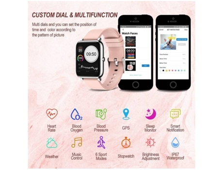 Smartwatch ENZONS Android iOS Rosa