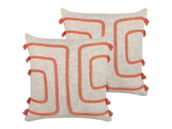 Juego de cojines decorativos BELIANI Pleione de Algodón Beige 45x45x14
