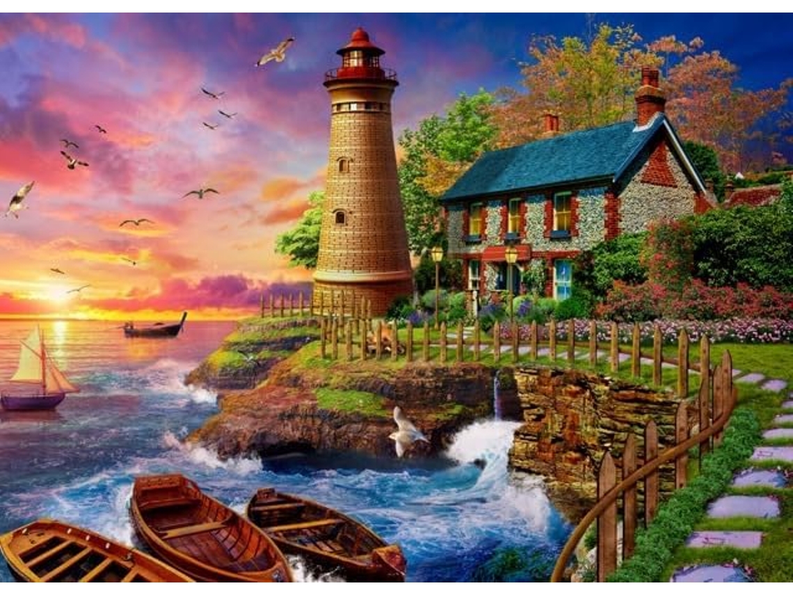 Rompecabezas De 1000 Piezas Con Escena Costera De Faro, Tamaño Final: 70 X 50 Cm, Ideal Para Reuniones Familiares (marrón)