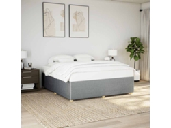 Cama Sin Colchón Tela Gris Claro 200x200 Cm