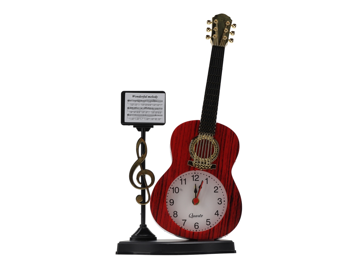 Reloj despertador Baok con diseño exclusivo de violín para decoración del hogar, sala de estar, mesa o como regalo - 2166b - 24,2 cm