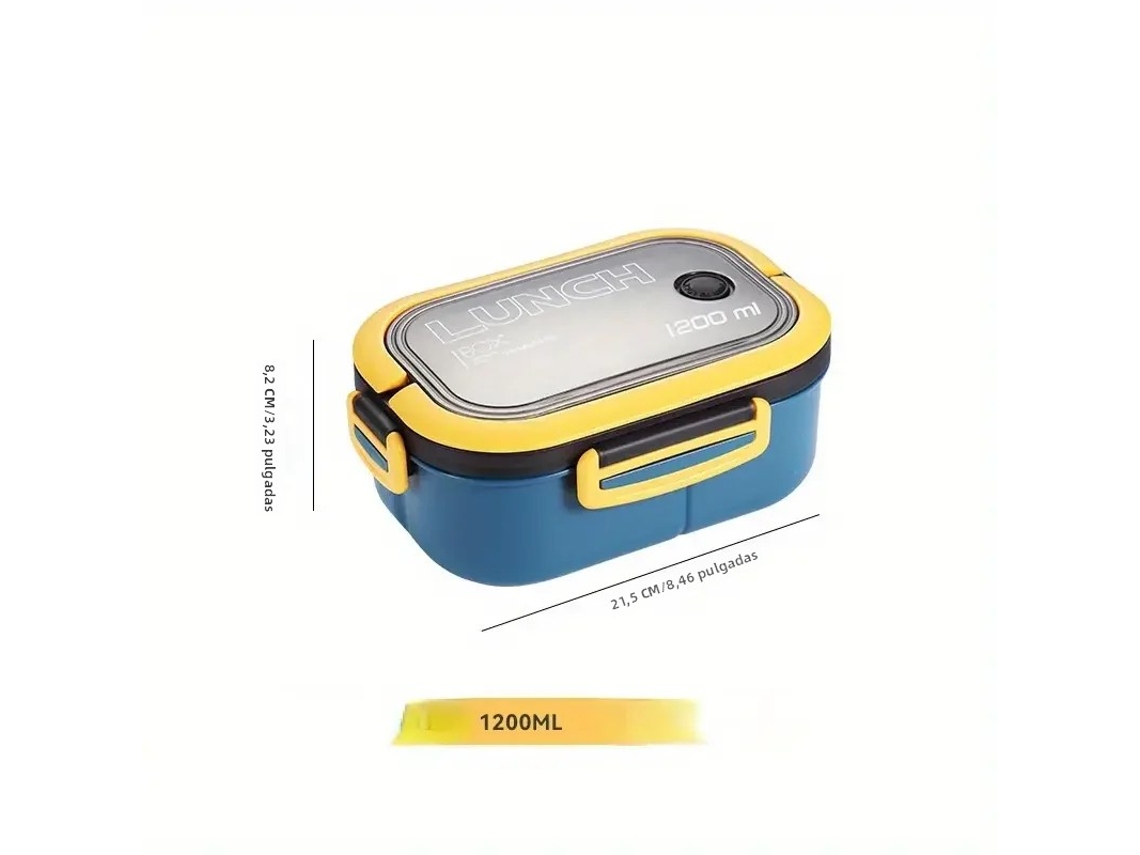 (azul) Lonchera Portátil Para Niños, Tela De Malla A Prueba De Fugas De Doble Capa, Incluye Caja De Almacenamiento De Cubiertos Apta Para Microondas.