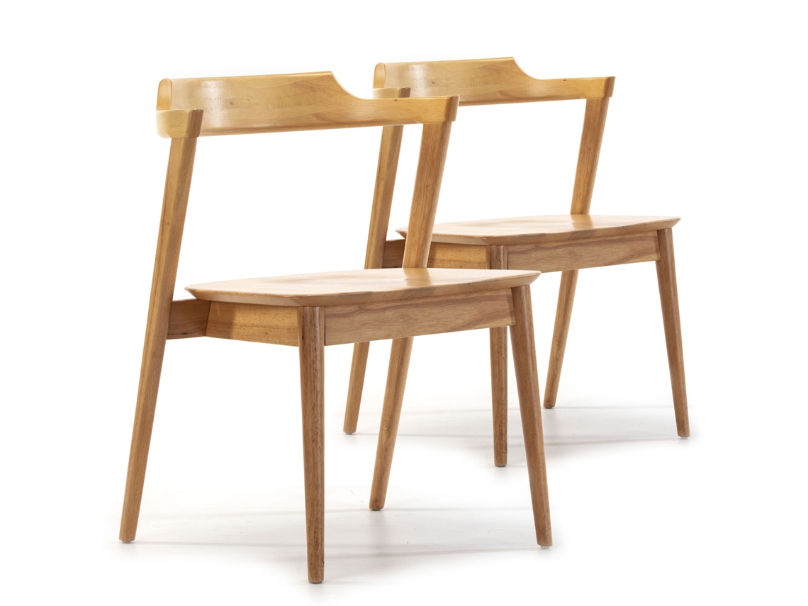 Conjunto de 2 Cadeiras Venus Cor Carvalho Madeira Sólida 58 X 57,5 X 76 Cm VS VENTA-STOCK