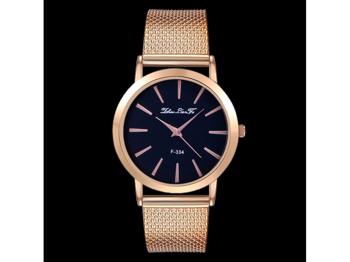 Reloj De Pulsera Analógico De Cuarzo Con Elegante Y Sencilla Correa De Malla (oro Rosa)