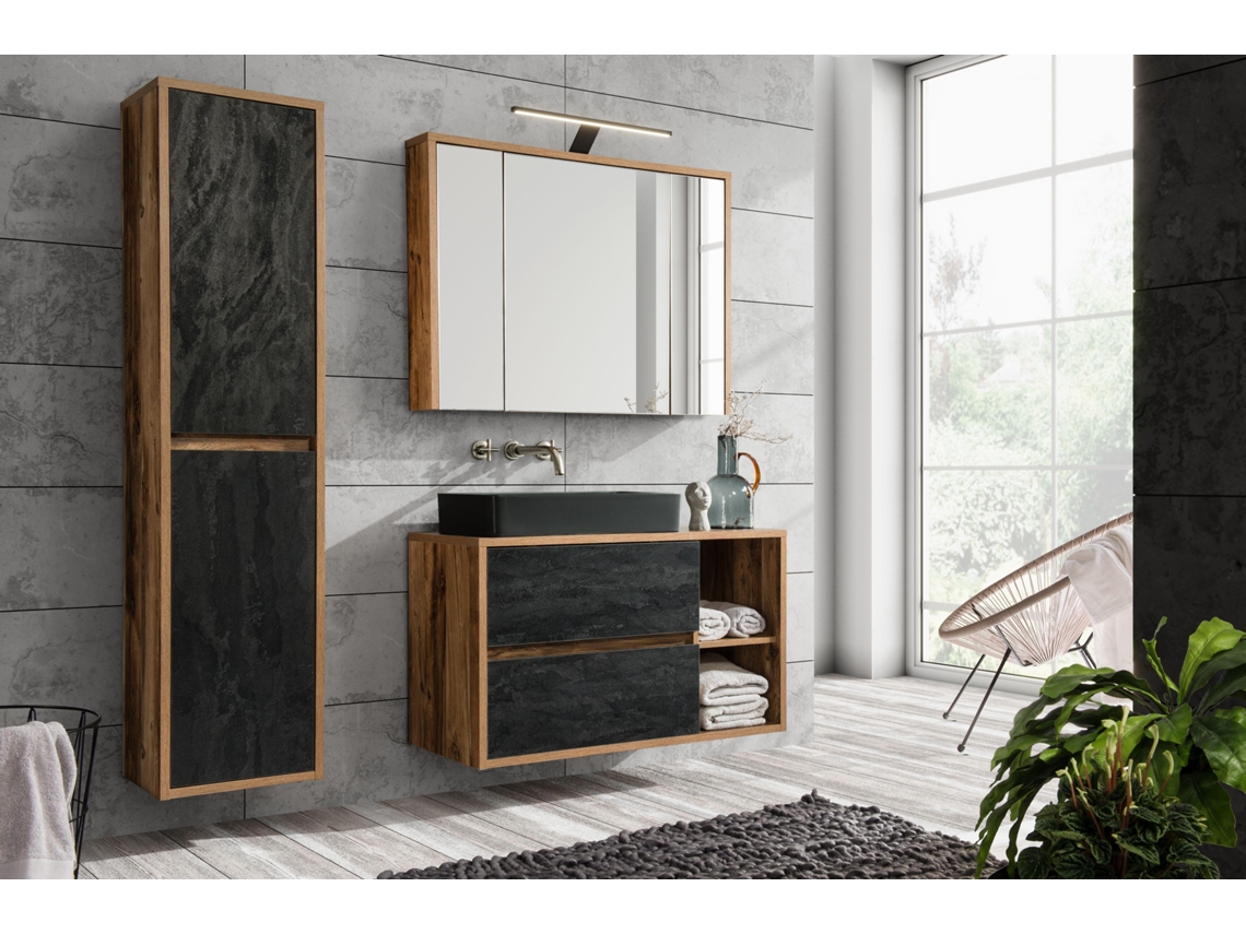 Armarios Con Espejo FURNLUX Classic Hampton (Beige, Madera Contrachapada - 100X16X75 Cm)
