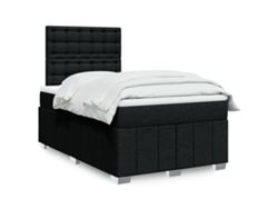 Cama Box Spring Con Colchón Tela Negro 120x200 Cm