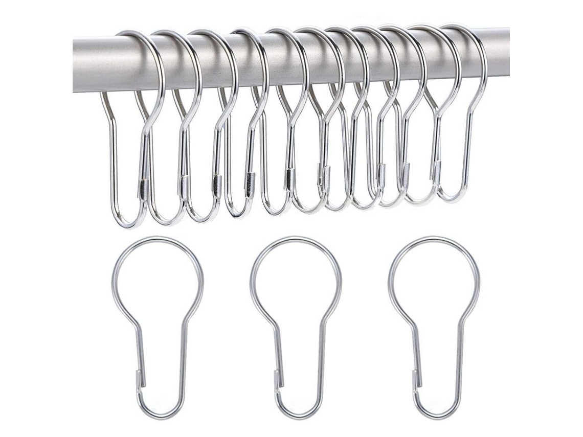 40 anillas metálicas resistentes para colgar cortinas y objetos pequeños.