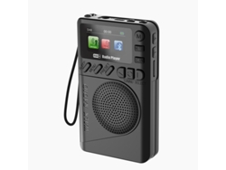 Mini radio de bolsillo DAB/FM con pantalla LCD a color y altavoz Bluetooth recargable MDUG (negro)