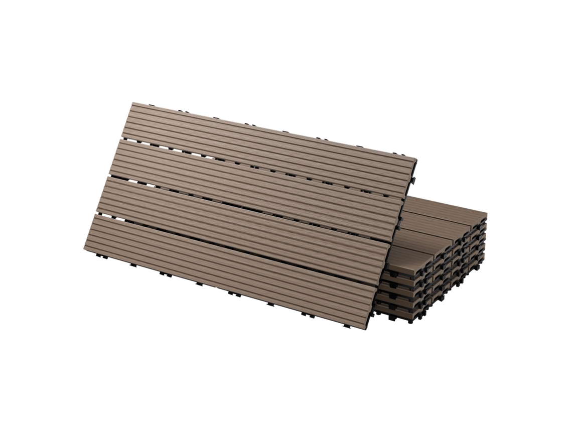 Pack 2er P2er Panel De Suelo Wpc 60x30 Marrón Oscuro