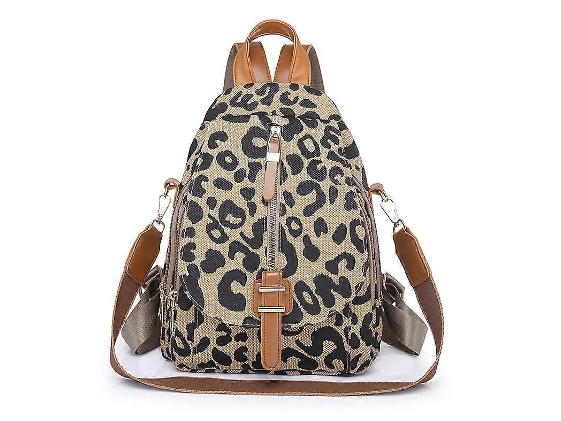 Mochila retro con estampado de leopardo, ligera, para mujer, de doble uso, con textura, para viaje, Saisiyiky