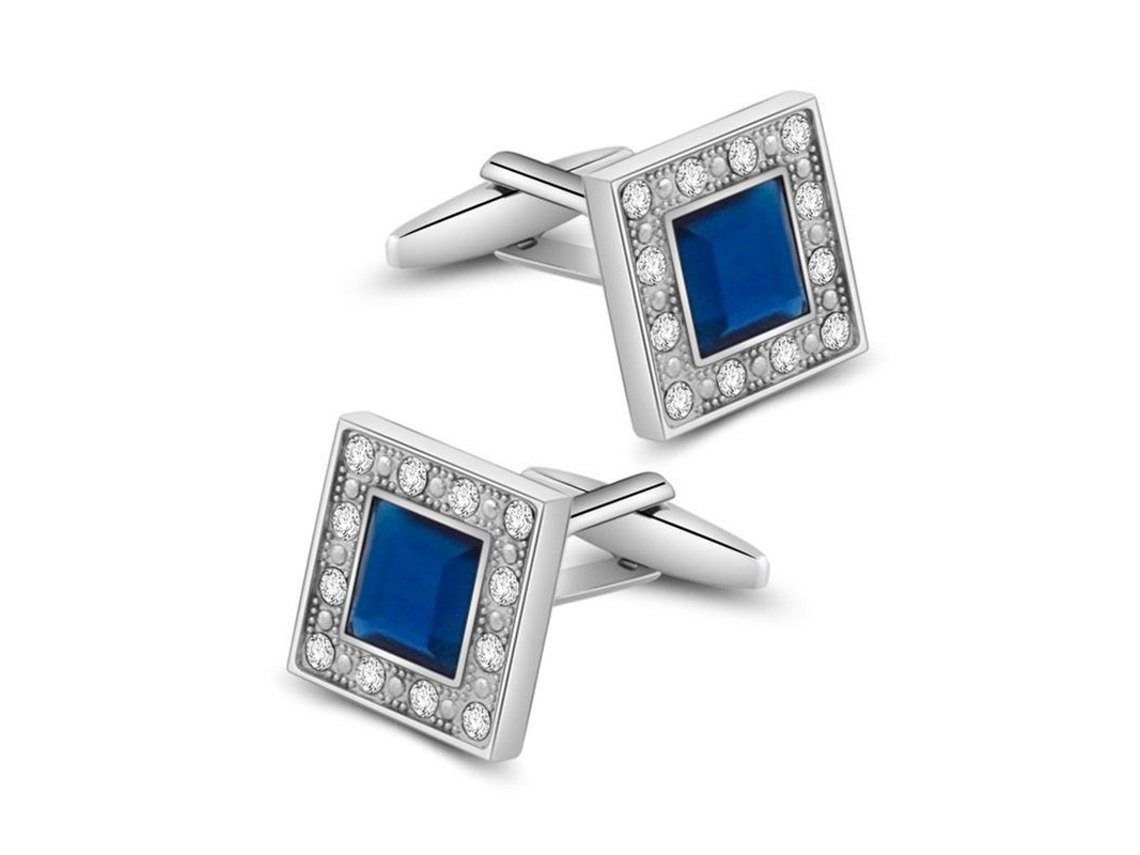 Pulsera Clásica Cuadrada De Cristal Azul, Ideal Para Camisas Y Trajes, Regalo De Cumpleaños.