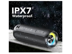 Altavoz Bluetooth Yizhood F1, resistente al agua IPX7, 20 W, estéreo, luz RGB, emparejamiento dual, color negro