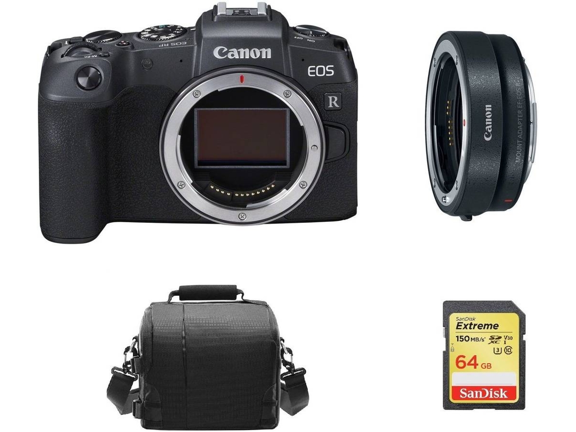 Cámara Instantánea CANON EOS RP + Adaptador EF-EOS R + Tarjeta SD 64GB + Bolsa (Full Frame)