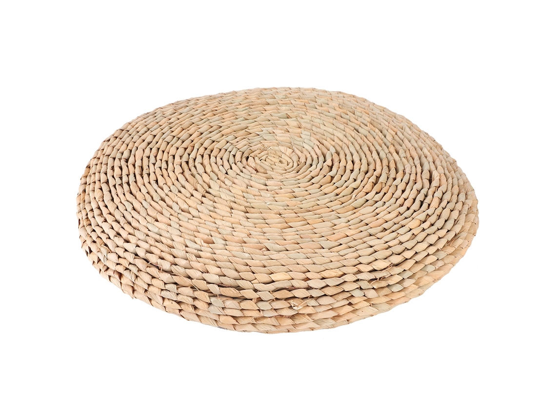 Cojín de tatami de esparto tejido a mano para yoga y decoración