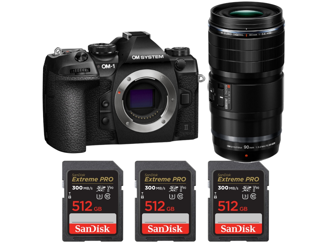 Om System Om-1 Mark Ii + Ed 90mm F/3.5 Macro Is Pro + 3 Sandisk 512gb Uhs-ii 300mb/s + Ebook “20 Consejos Para Fotos Que Impactan”