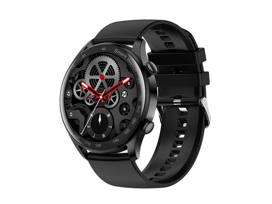 Reloj inteligente Yizhood con monitor de frecuencia cardíaca, presión arterial, pasos, Bluetooth y notificaciones, color negro