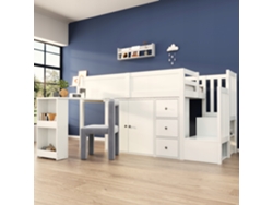 Âbeliche Arhatreya Infantil Con Mesa Extraã­ble, Armario, Cajã³n Y Escalera Con Baãºl - Mdf Blanco (90x200 Cm)â