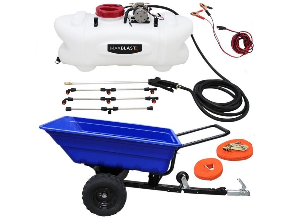 Carrito para remolque ATV, pulverizador de jardín para quad, 60 l, Maxblast, 12 V, para uso en campo, 295 kg, boquillas de pulverización