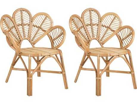 Conjunto de 2 sillas pavo real de ratán natural 88 cm BELIANI Florentine ii