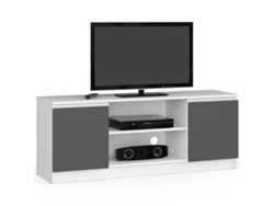 Mueble De Tv Akord Blanco 140 Cm 2 Puertas Frente En Color Grafito Gris 2 Estantes 140x40x55 Cm