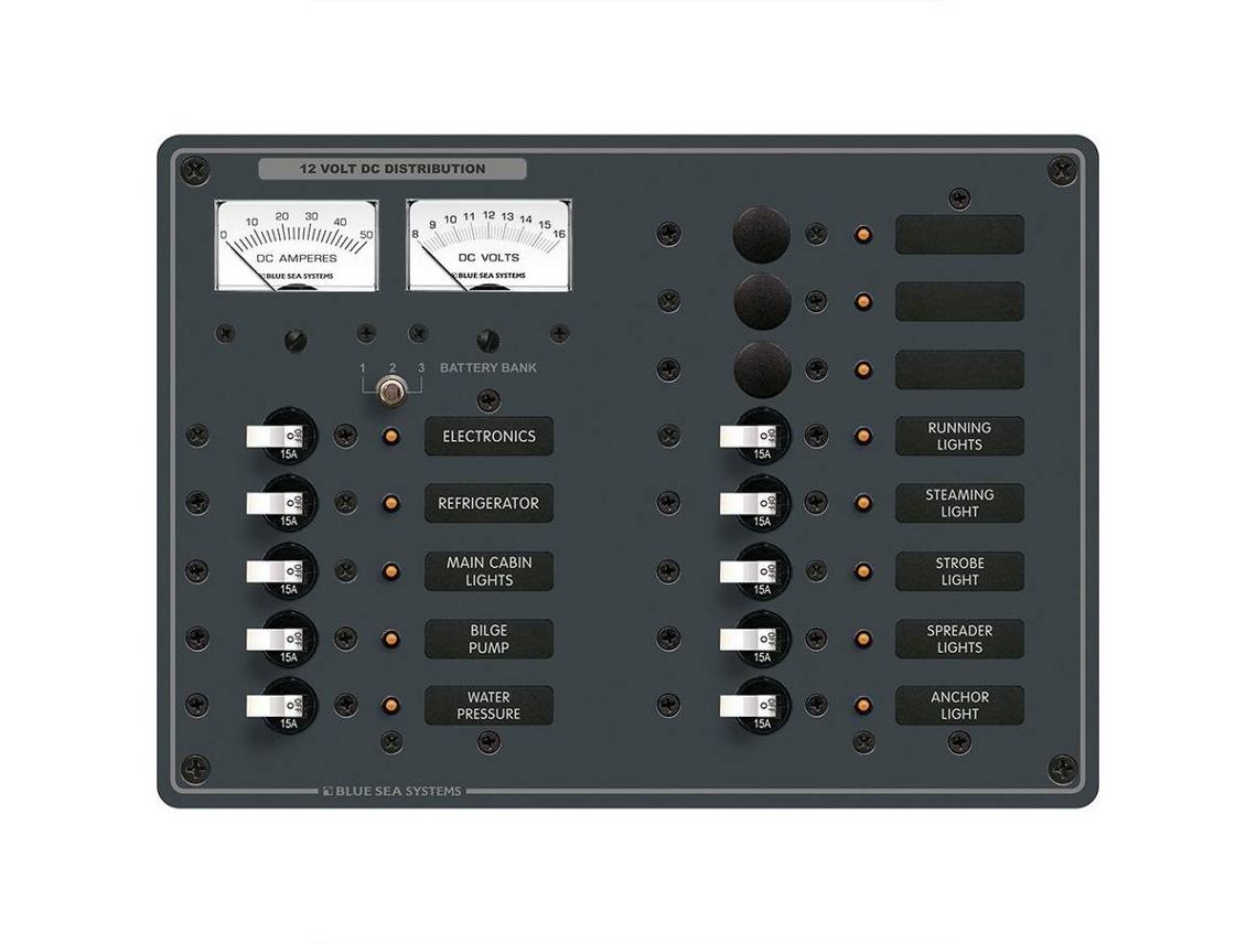 Painel BLUE SEA SYSTEMS Dc Circuit Breaker Panel 13 Positions Negro