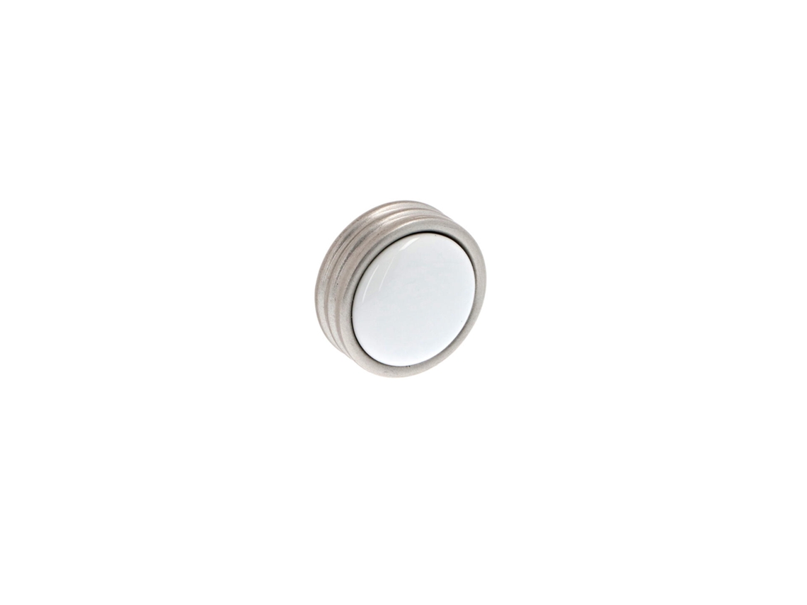 Pomo Para Muebles De Zamac Y Porcelana Diámetro 34mm Barniz Níquel Satinado Lote De 25