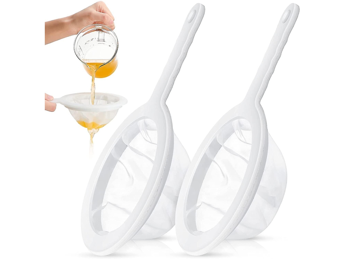 2 Piezas Colador De Nylon 100 Mesh Para Jugo Vino Leche Miel Con Mango Anti-deslizante Y Agujero Para Colgar