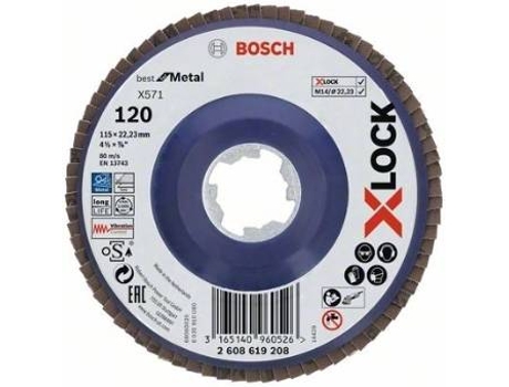 Disco de Láminas BOSCH X-Lock - Versión Recta - Placa de Plástico - 115 mm - G 120 - X571 - Best para Metal - 1 Pieza