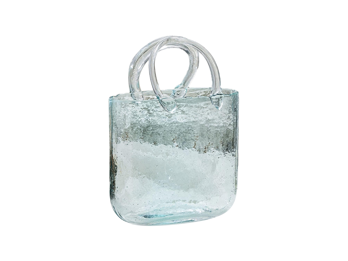 Jarrón De Cristal Transparente Con Forma De Bolso Para Arreglos Florales Y Decoración De Habitaciones.