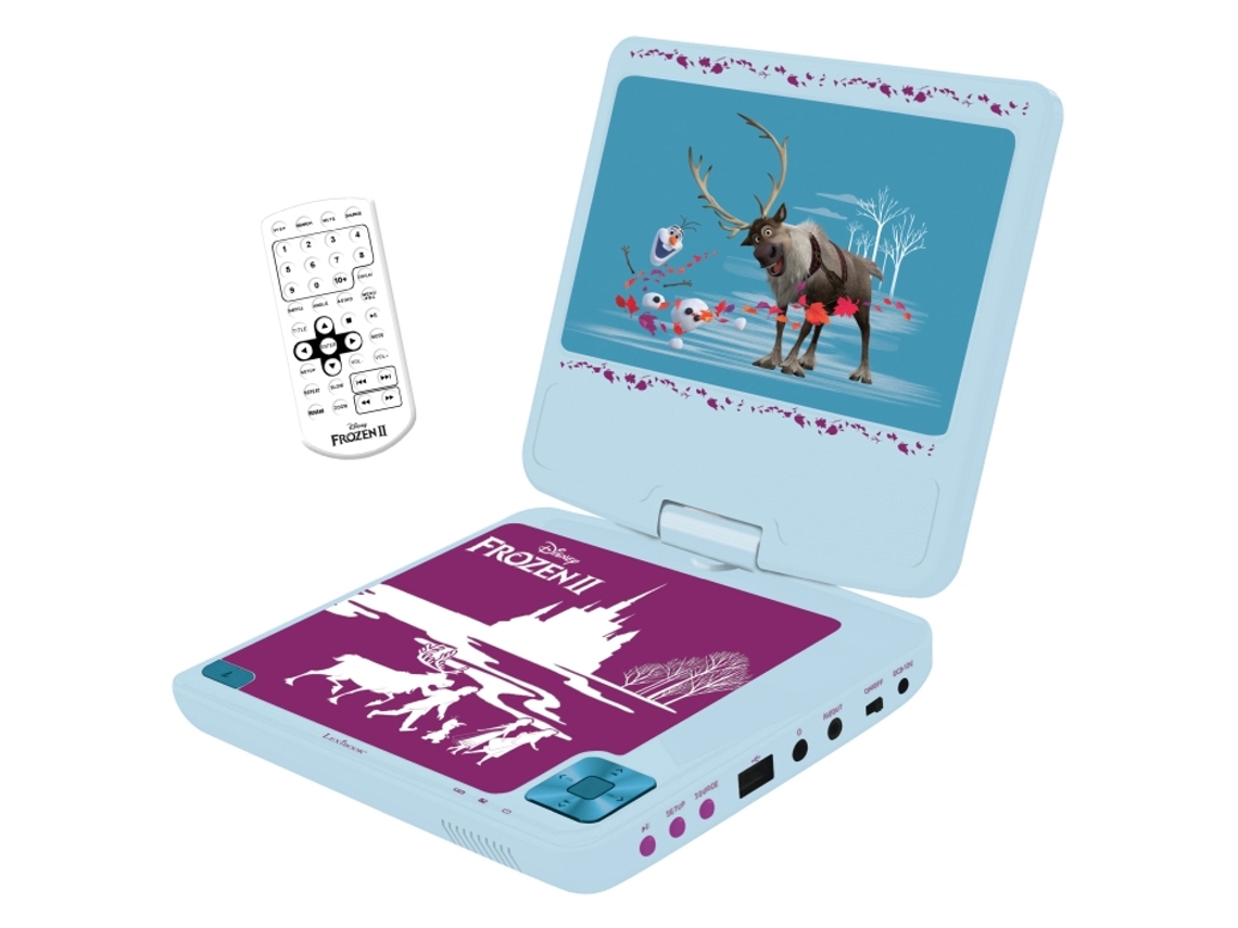 Reproductor DVD DISNEY Portátil con pantalla rotativa (puerto USB y auriculares de Frozen - 7")