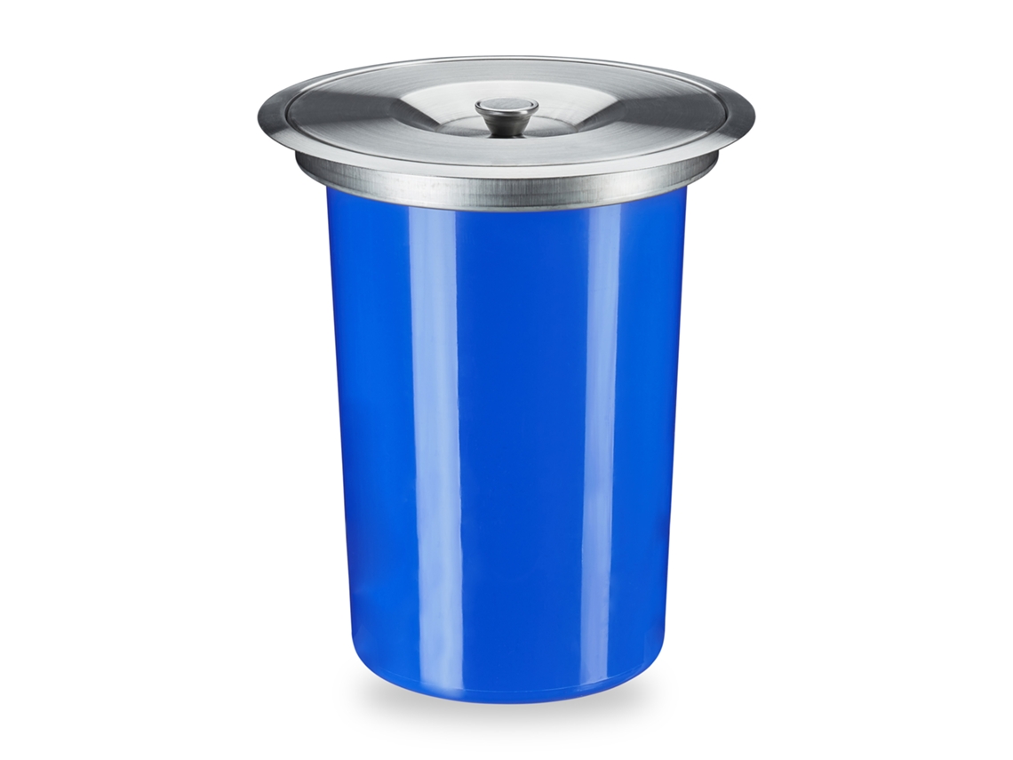 Relaxdays Cubo De Basura Encimera, 8 L, Residuos Orgánicos, Tapa Acero Inoxidable, Papelera Empotrada, 30x26,5 Cm, Azul