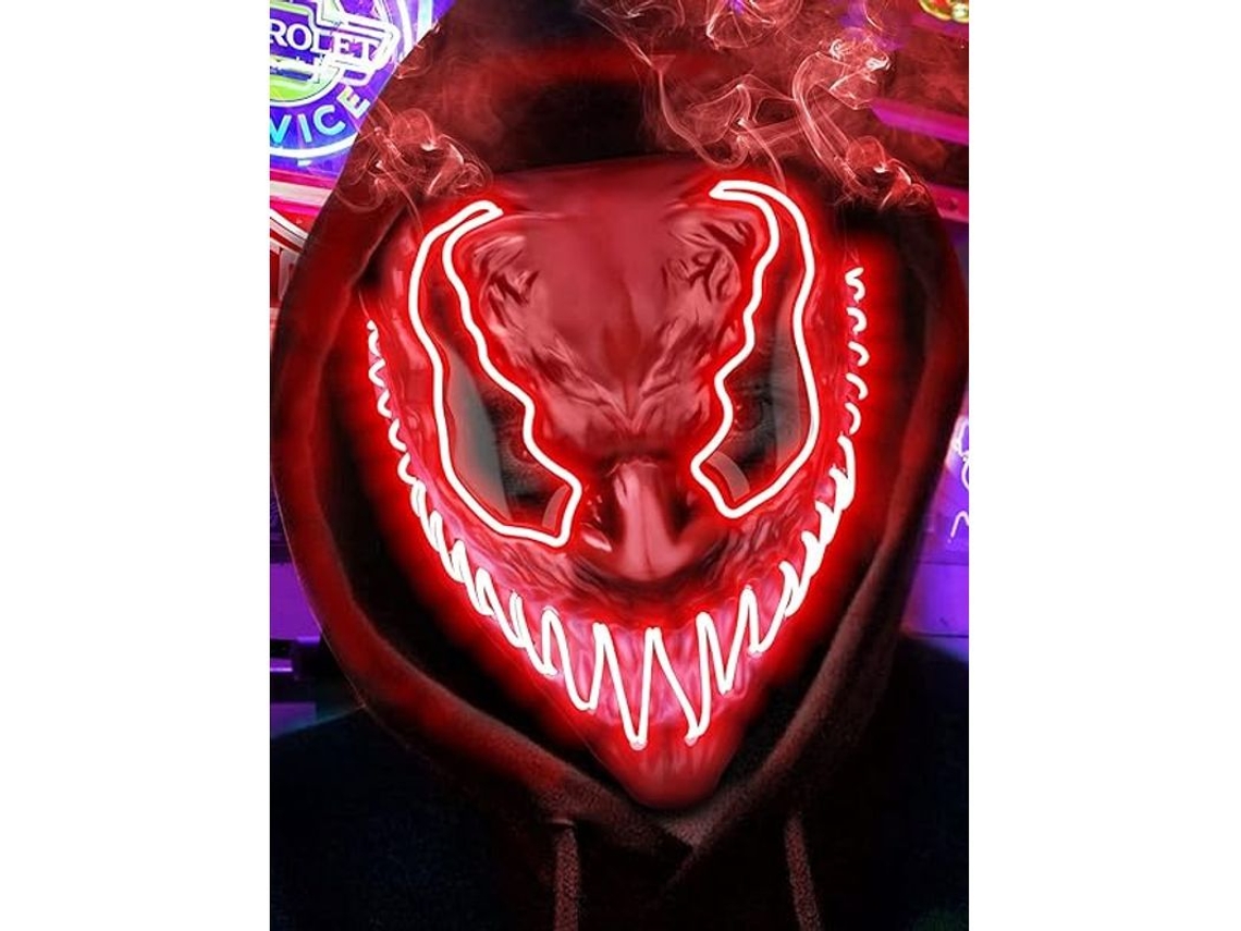 Máscara De Terror Led Brillante Para Halloween Con 3 Modos De Iluminación Para Cosplay Y Disfraces.