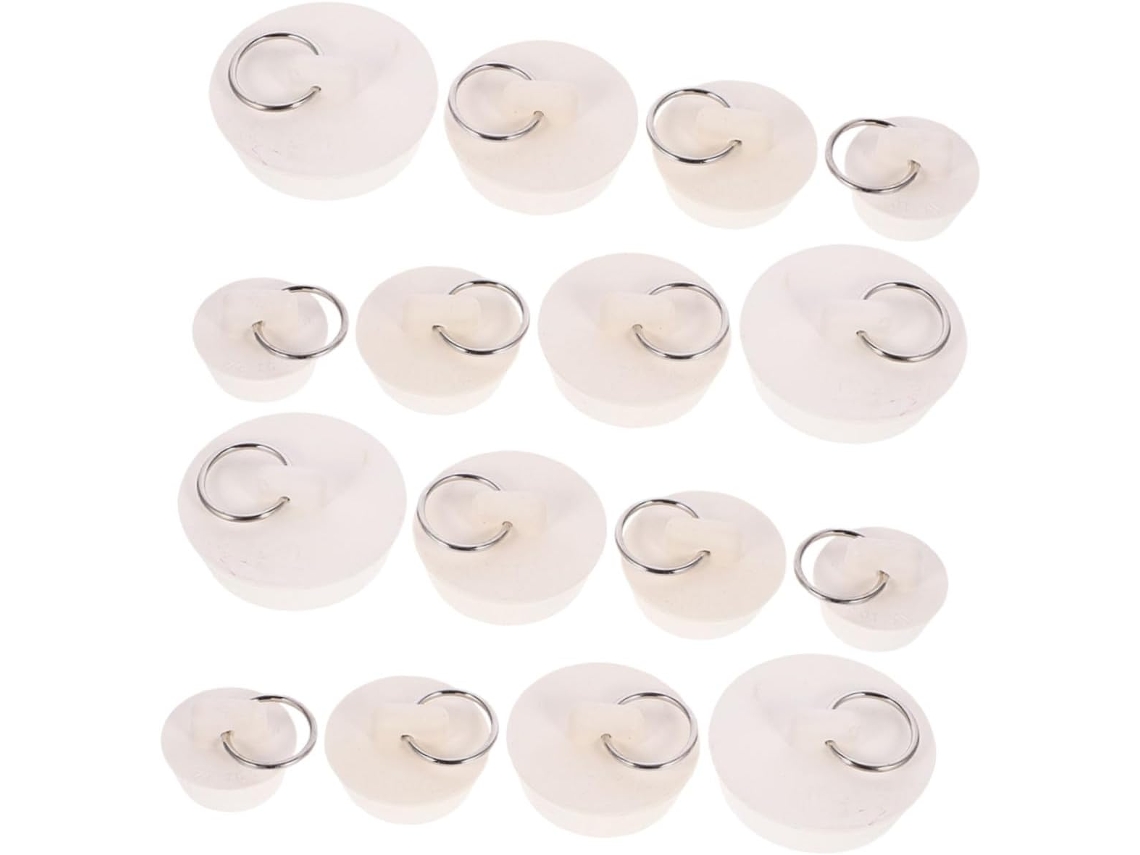 Juego de 16 tapones de goma para desagüe de fregadero con cierre hermético y anillas para colgar, ideales para la cocina, Slowmoose