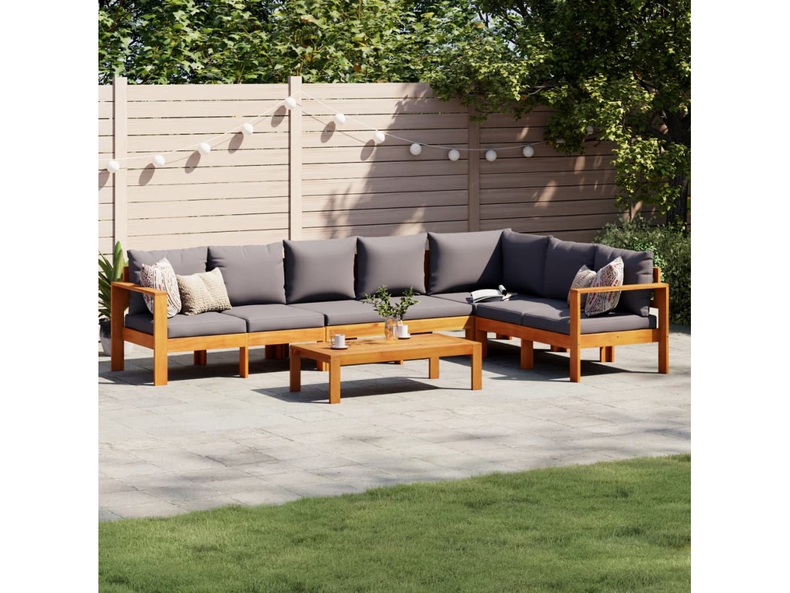 Conjunto de sofás de jardín de 5 piezas DKD Home Decor con cojines de acacia maciza