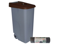 Recipiente Abierto 85L Marrón Alt.76Cm + 10 Bolsas de Basura 100L WELLHOME