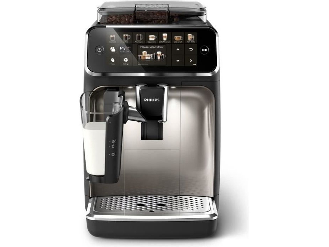 PHILIPS Cafetera Espresso Totalmente Automática 12 Deliciosos Tipos de Café Preparado con Granos Frescos Pantalla Tft Ep5447/90